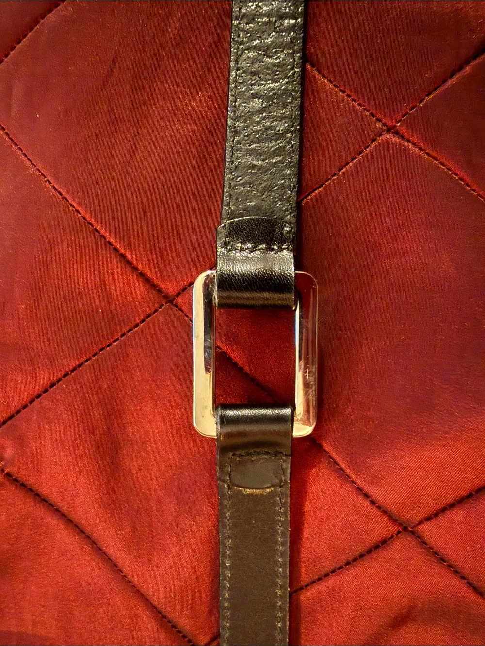 EUC Eddie Bauer Skinny Black 100% Leather Belt with Silver Hardware - Size L